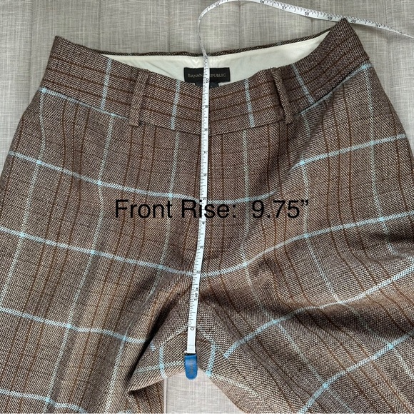 Banana Republic Vintage Wool Brown Blue Plaid Pants Size: 2L - Picture 6 of 16